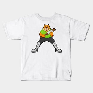 Tiger at Cricket with Cricket bat Kids T-Shirt